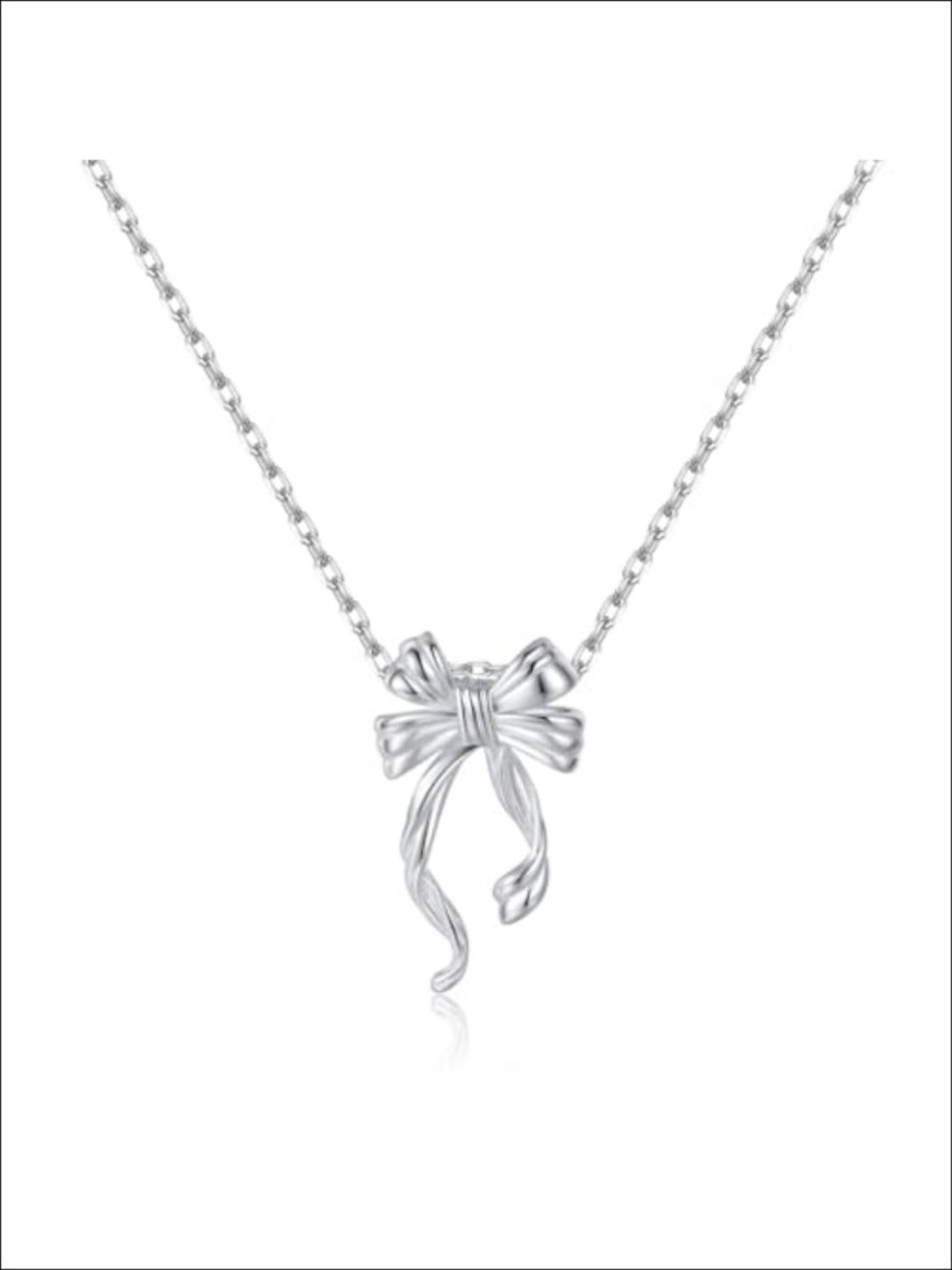 Solid 925 Sterling Silver Bow Necklace Choker Pendant Gift for Teens